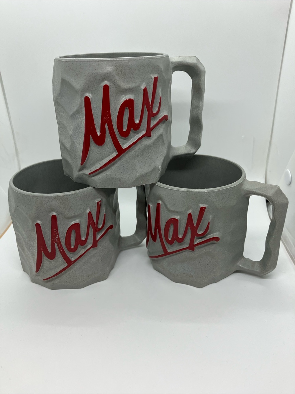Vtg Flinstones ‘ Max ‘ Yabba Dabba Doo Plastic Rock / Boulder Mugs x3